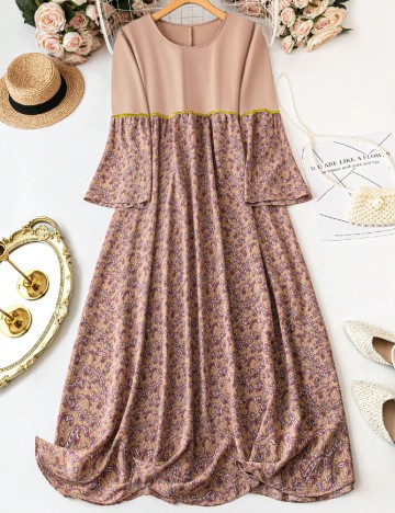 Rochie lunga SHEIN CURVE, maro deschis