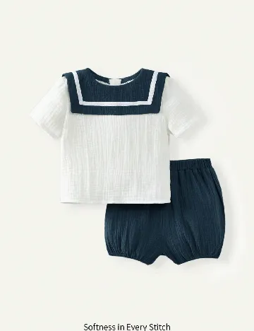 Compleu Shein Kids, alb/albastru Alb