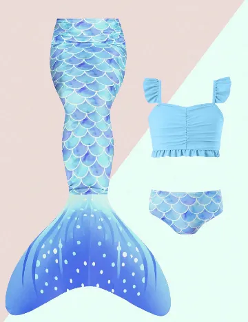 Costum de baie Shein Kids, albastru Albastru