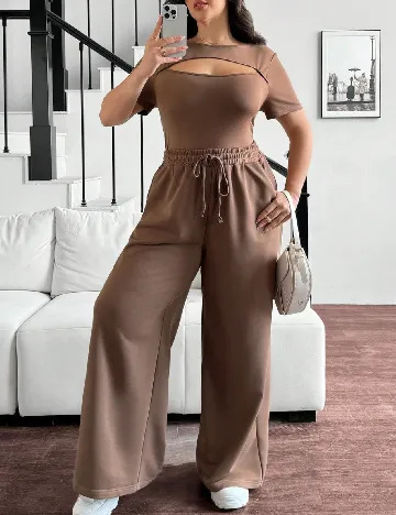 Compleu SHEIN CURVE, maro Maro