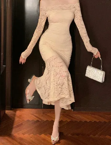 Rochie medie Dazy, crem Crem
