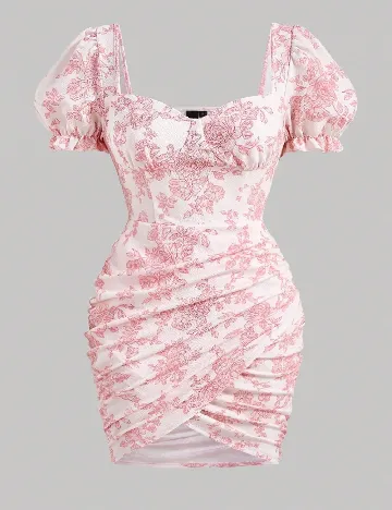 Rochie scurta SHEIN CURVE, alb/roz Roz