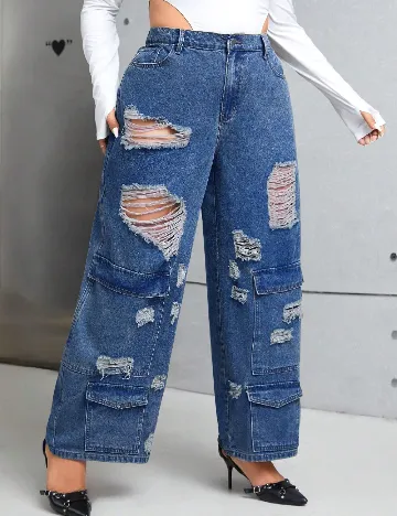 Blugi SHEIN CURVE, albastru Albastru