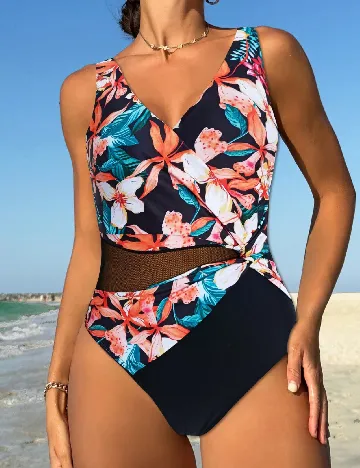 Costum de baie SHEIN, floral print Floral print