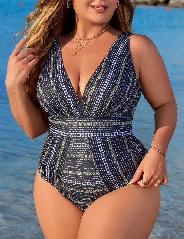 Costum de baie SHEIN CURVE, bleumarin Albastru