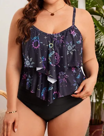 Costum de baie SHEIN CURVE, negru/mov Mov