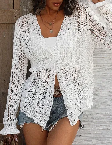 Cardigan SHEIN, alb Alb
