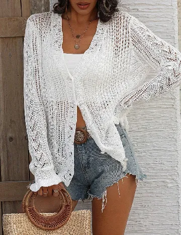 Cardigan SHEIN, alb Alb