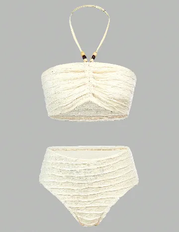 Costum de baie Shein Kids, crem Crem
