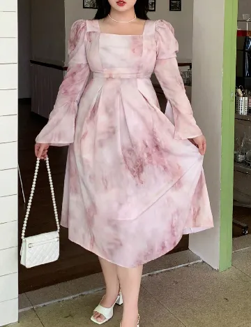 Rochie medie Dazy Plus Size, roz pal Roz