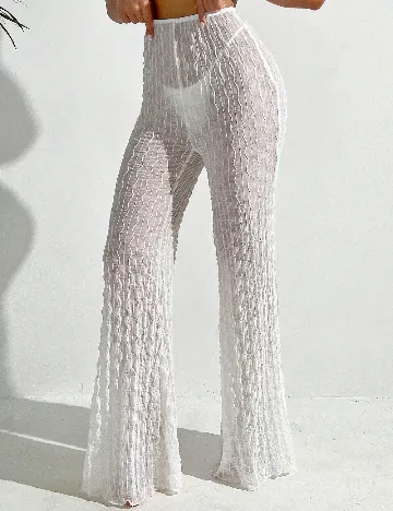 Pantaloni de plaja SHEIN, negru Alb