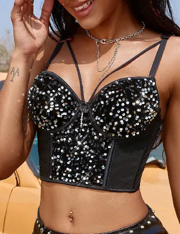 Top SHEIN, negru Negru