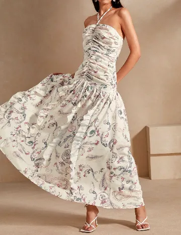 Rochie lunga Anewsta, bej Crem