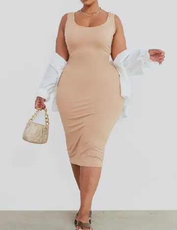 Rochie medie PRETTYLITTLETHING Plus Size, bej Crem