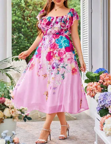 Rochie medie SHEIN CURVE, roz Roz