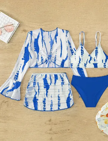 Costum de baie Shein Kids, albastru/alb Albastru