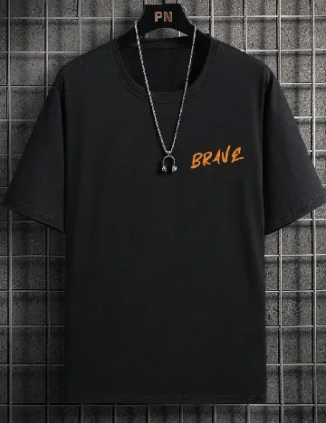 Tricou SHEIN Plus Size Men, negru Negru