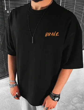 Tricou SHEIN Plus Size Men, negru Negru
