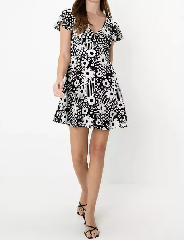 Rochie scurta ASOS, alb/negru