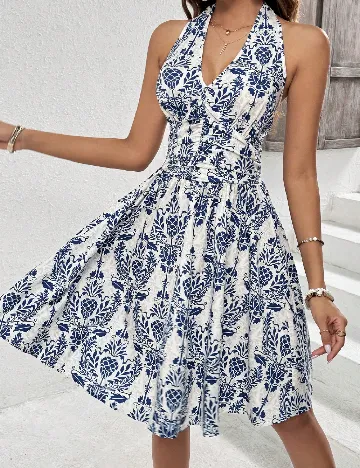 Rochie scurta SHEIN, alb/albastru Alb