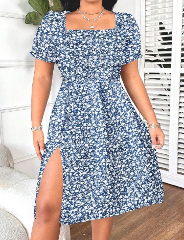 Rochie medie SHEIN CURVE, albastru