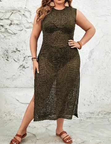Rochie de plaja SHEIN CURVE, verde inchis