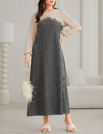 Rochie medie SHEIN, gri/crem