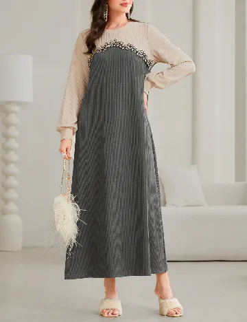 Rochie medie SHEIN, gri/crem