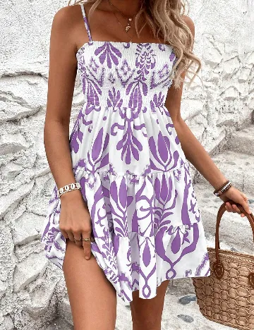 Rochie scurta SHEIN, alb/mov Alb