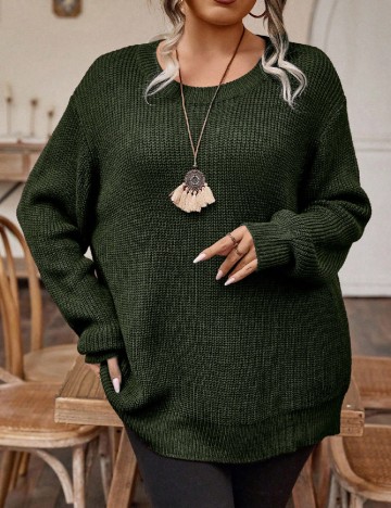 Pulover Oversize SHEIN CURVE, verde