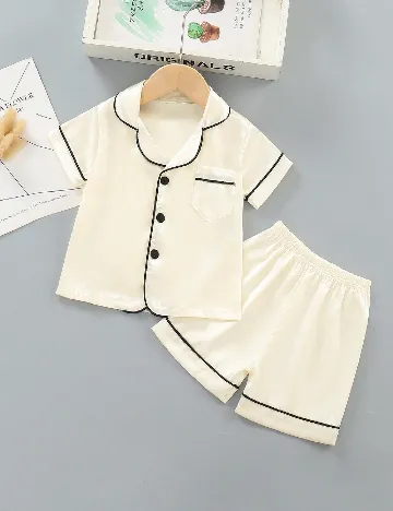 Pijama Shein Kids, ecru Alb