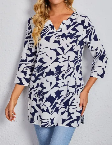 Bluza Emery Rose, alb/albastru Alb