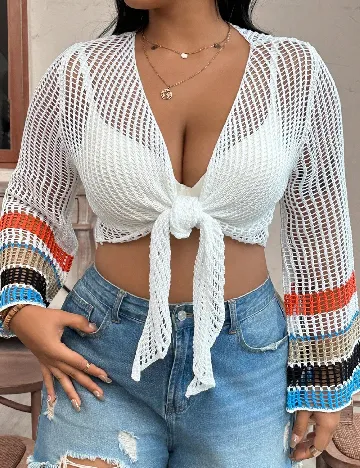 Bolero SHEIN CURVE, alb Alb