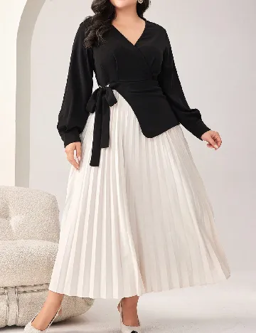Rochie lunga SHEIN CURVE, negru/ecru