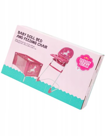 Set fotoliu si patut pentru papusi DOLLY STAR, roz