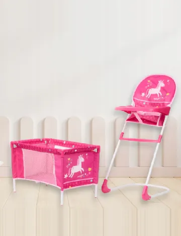 Set fotoliu si patut pentru papusi DOLLY STAR, roz