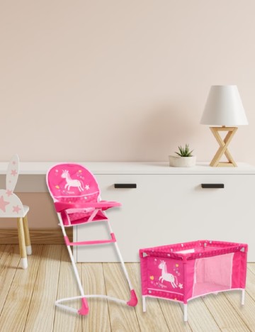 Set fotoliu si patut pentru papusi DOLLY STAR, roz
