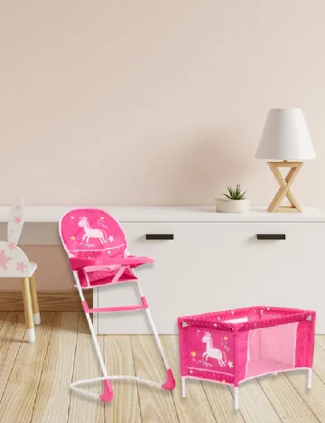 Set fotoliu si patut pentru papusi DOLLY STAR, roz