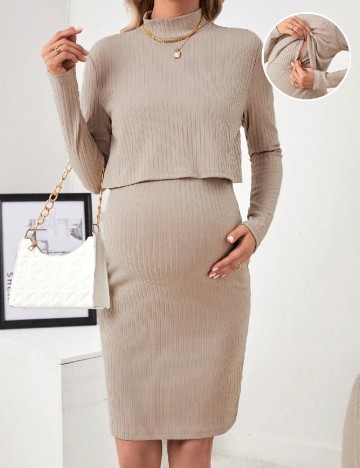 Rochie scurta SHEIN Maternity, crem