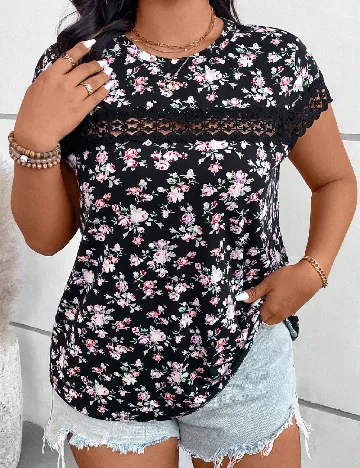 Tricou SHEIN CURVE, floral print Floral print