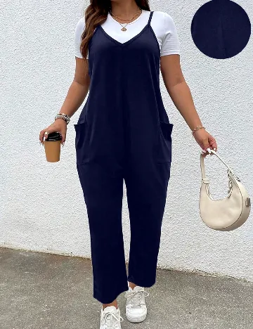 Salopeta SHEIN CURVE, bleumarin