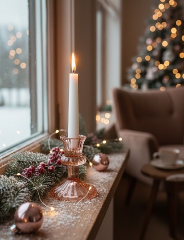 Suport lumanare Home Accents, roz