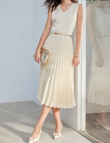 Rochie medie MOTF, ecru Alb