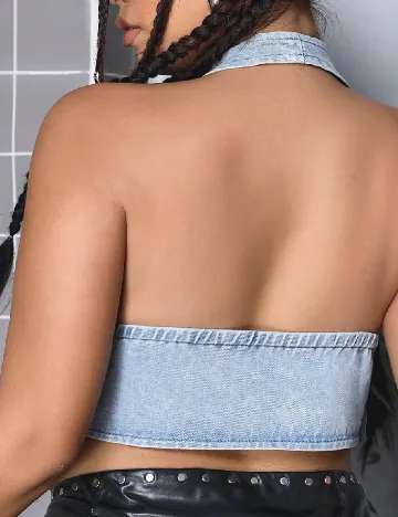 Top SHEIN CURVE, albastru denim
