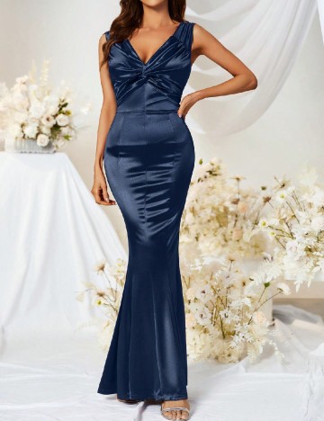 Rochie lunga MUXXN, bleumarin