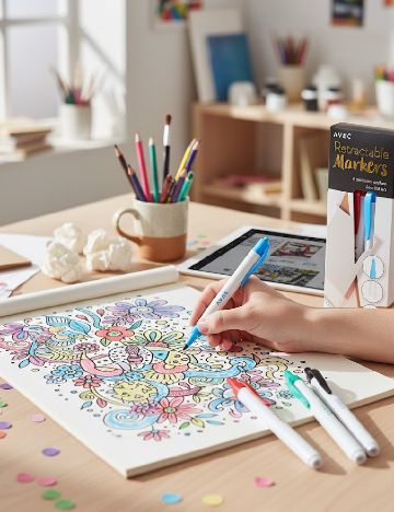 Set markere retractabile 4 bucati AVEC, mix culori