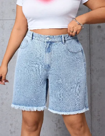 Pantaloni scurti SHEIN CURVE, albastru denim Albastru