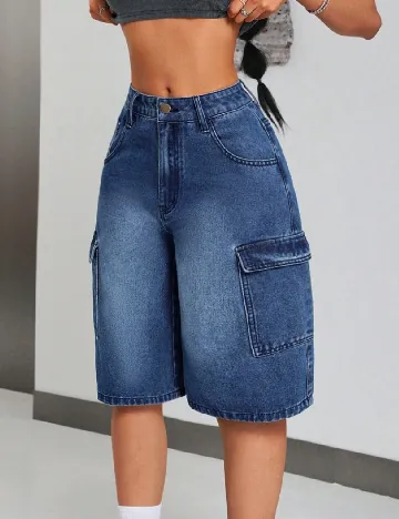 Pantaloni scurti SHEIN, albastru denim Albastru