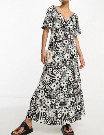 Rochie lunga ASOS, negru/ecru