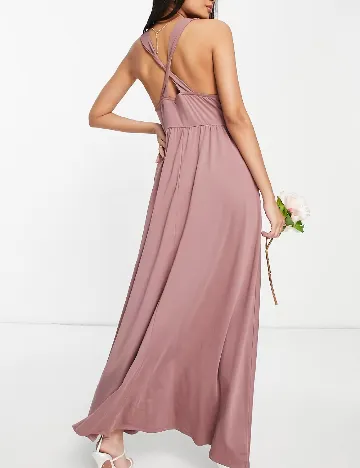Rochie lunga Vila, roz pudra inchis